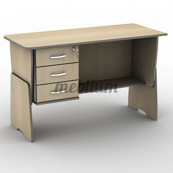 Стол письменный СП-12+Т3-53 дуб молочный+кромка серебро