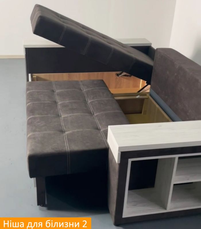 Угловой диван Неаполь 3 (бар, ниша + полки) Pocket Spring – 89 