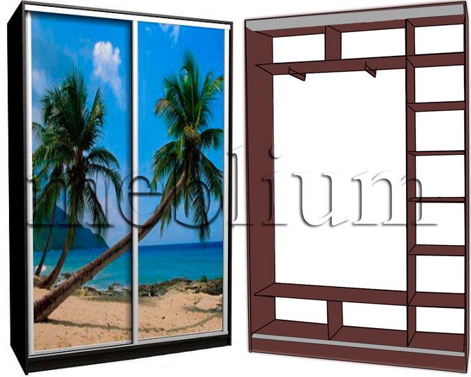 Шкаф-купе Эконом 1400-20 Орех лесной двери песок рис. В-0002