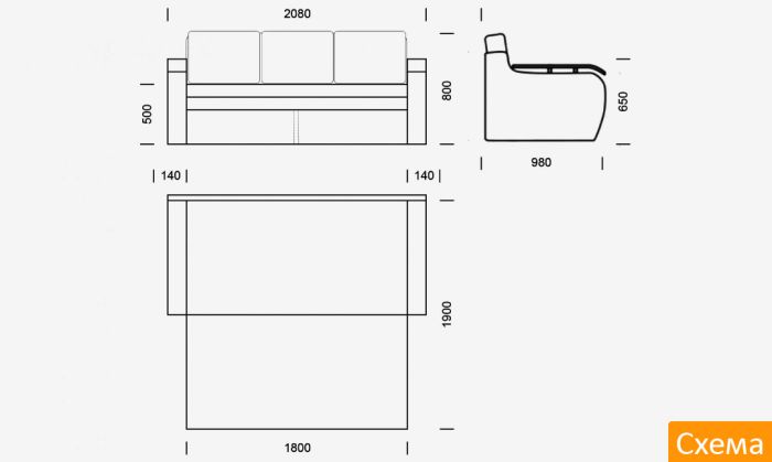 Диван Анабель 180 Lux (спальное место 180 на 190) - 16