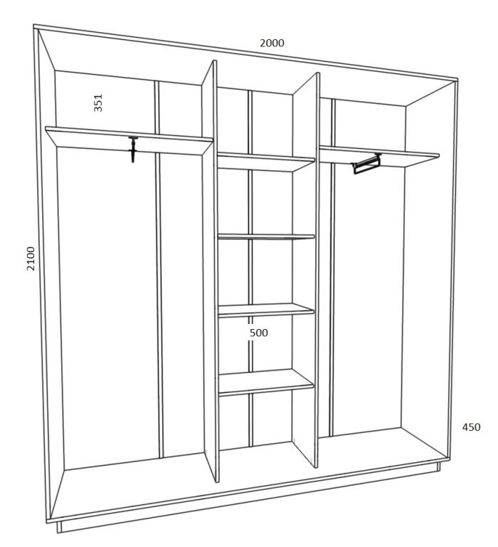 Шкаф-купе ширина 2000 -92