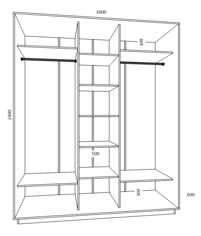 Шкаф-купе ширина 2000 -92