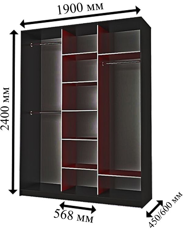 Шкаф-купе Флэш 1900-15 яблоня 2 ДСП 1 зеркало