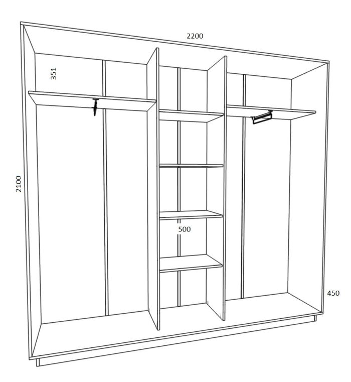 Шкаф-купе ширина 2200 -92