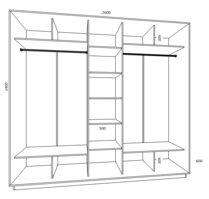 Шкаф-купе ширина 2600 -92