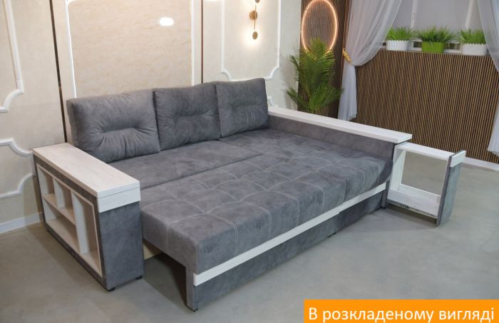 Угловой диван Неаполь 3 (бар, ниша + полки) Pocket Spring – 89 