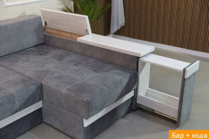 Угловой диван Неаполь 3 (бар, ниша + полки) Pocket Spring – 89 