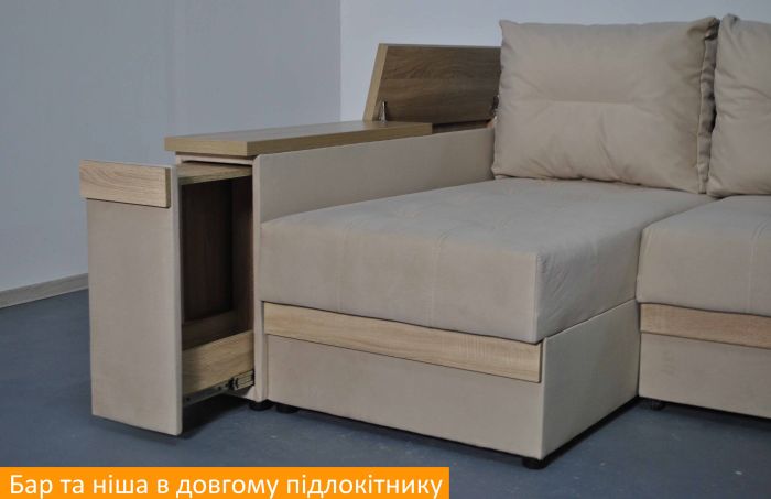 Угловой диван Неаполь 3 (бар, ниша + полки) Pocket Spring – 89 