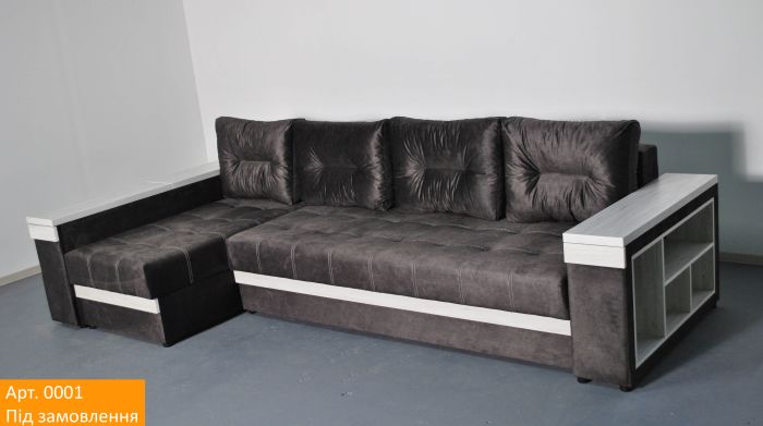 Угловой диван Неаполь 4 (бар, ниша + полки) Pocket Spring – 89