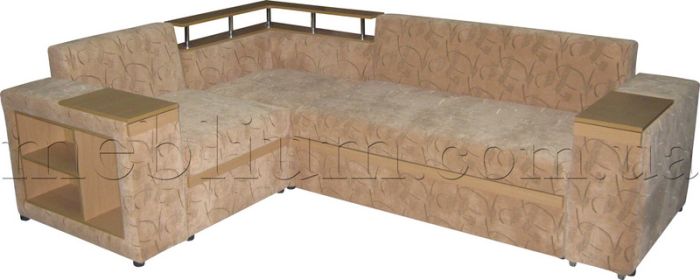 ПРОДАНО (можно под заказ) Угловой диван Meblium 128-10 "7" с баром лугано браун