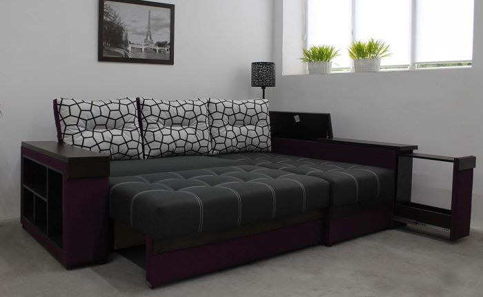 Угловой диван Неаполь (бар, ниша, полки) – 89