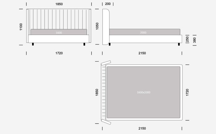 Кровать Валенса 160 на ножках с ортопедическим матрасом  – 16