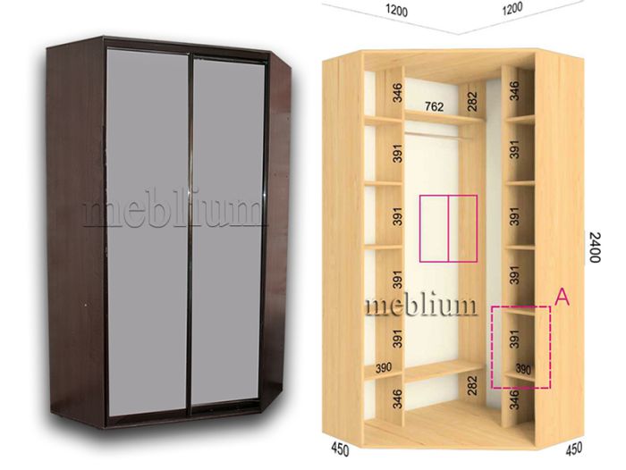 Угловой шкаф-купе Феникс-64 Венге