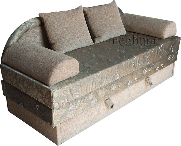 Диван Meblium 140-1 цветы беж + однотон