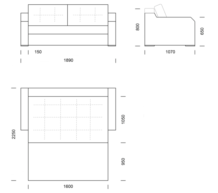 Диван на металокаркасе Сидни Lux (варианты ширины спального места: 1200/1400/1600 на 2000) - 16