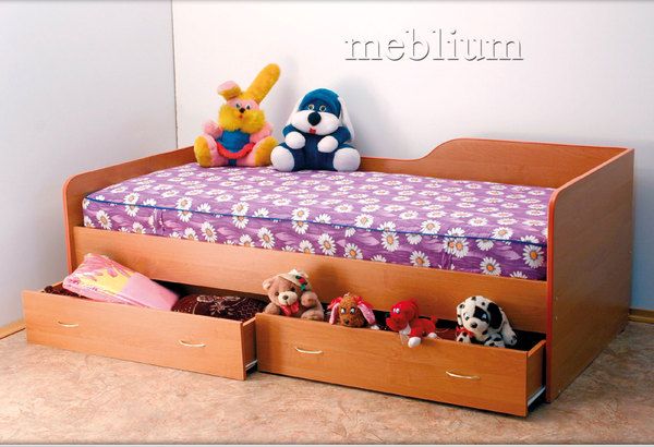 Кровать с шухлядами-10 (со щитом, без матраса) ольха