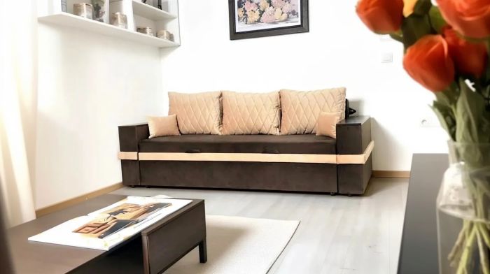 Диван Ланна New (ниша в подлокотниках), антикоготь, износостойкая оббивка - 107