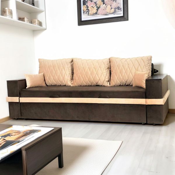 Диван Ланна New (ниша в подлокотниках), антикоготь, износостойкая оббивка - 107