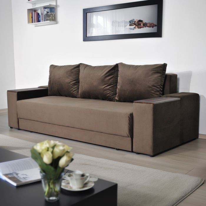 Диван Марко 160 на Pocket Spring (ортопедическое большое спальное место + ниши в подлокотниках) антикоготь, износостойкая обивка - 101 (ЭТА МОДЕЛЬ СНЯТА С ПРОИЗВОДСТВА И ПРОДАЖИ)