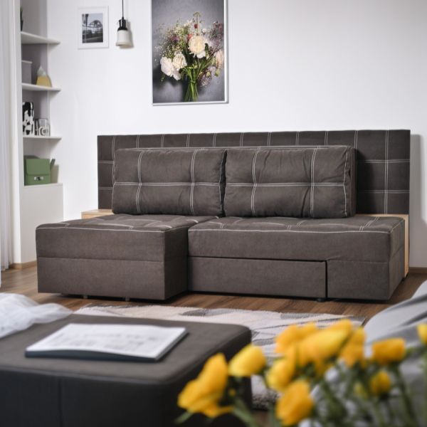 Угловой диван Твид трансформер универсал (две тумбы) - 89