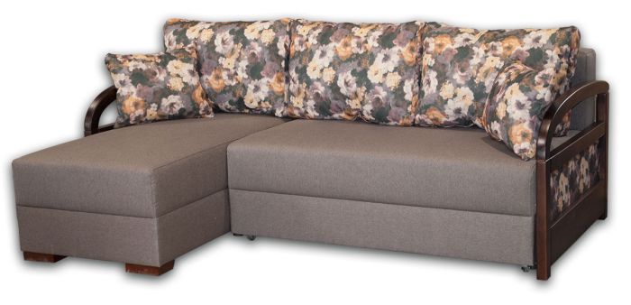 Угловой диван Аспект-12 Эпика сталь 191 + принт 03