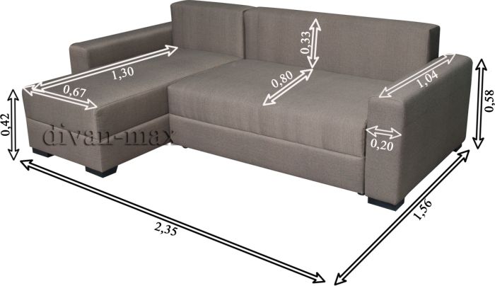 Угловой диван Бонус-12 Саванна 07 ЛТ браун