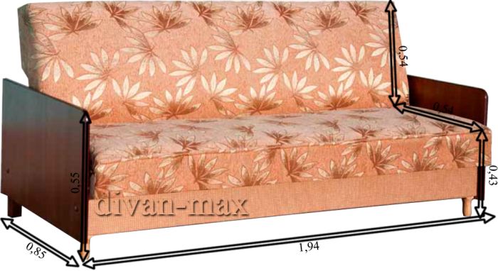 Диван Кровать 2 бока ДСП-16 Коса Красная
