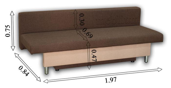Диван Лайт-12 Нео флок голд браун 20+Нео голд браун 20