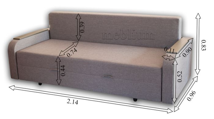 Диван Полина Дуэт-75 34 Серый