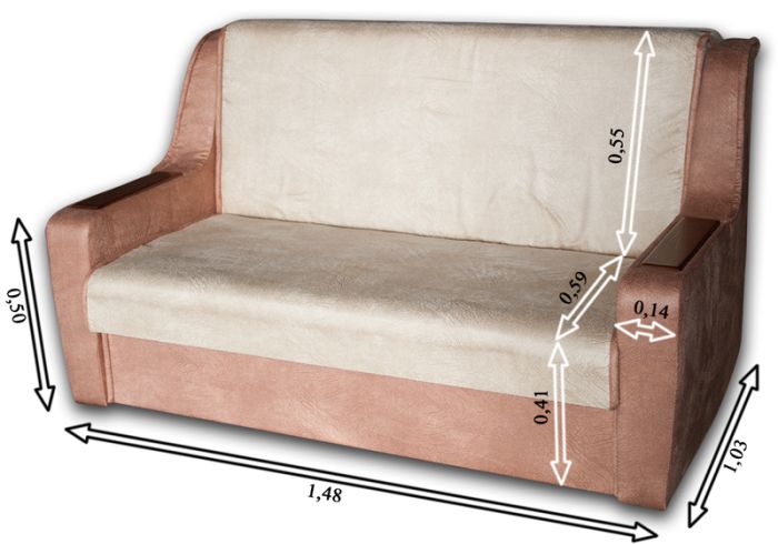 Диван ЭШ 120-12 Холст Грин+Холст Раст