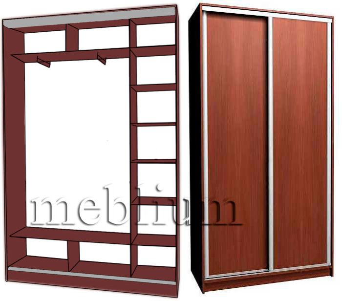 Шкаф-купе Эконом 1400-20 Орех лесной двери песок рис. В-0002