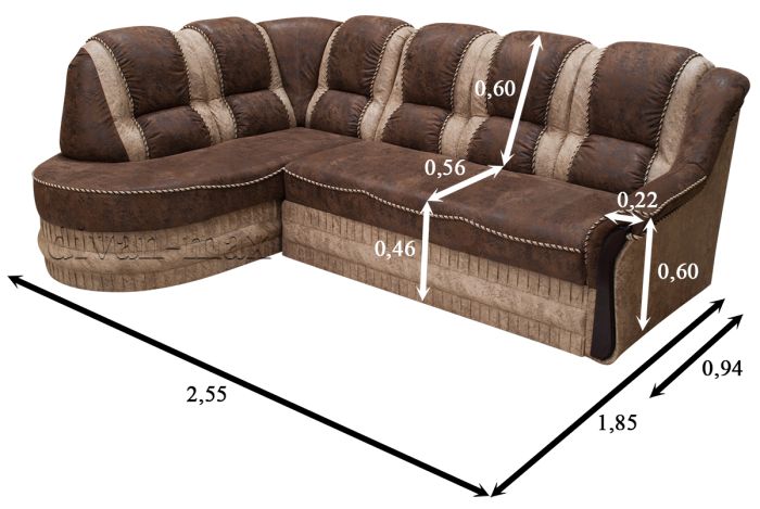 Угловой диван Барон 1А вариант А -6