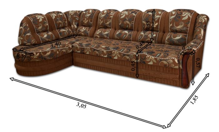 Угловой диван Барон 1А вариант Б-6