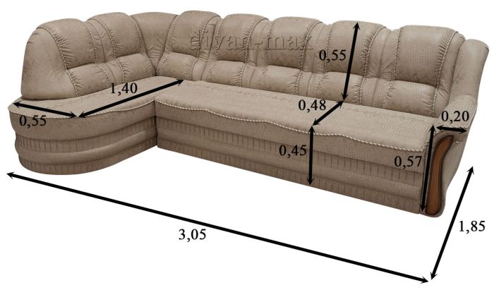 Угловой диван Барон 1А вариант Б -6