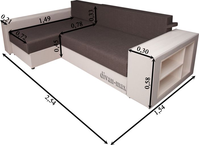 Угловой диван Денвер-8 кордрой 202 + кордрой 464 + кордрой 465