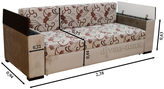 Диван Гармония-21 Квинс джут + Мишель кофе, Раймонд 04