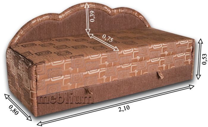Диван Meblium 129-1 люкс цветы терра голд + однотон