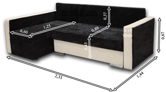 Уголовой диван Meblium 17-42 "7" Кордрой 336 + Кордрой 379