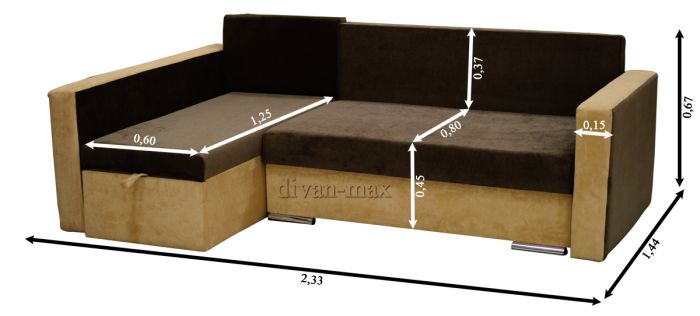 Угловой диван Марта 140-7 Лючия 072 + 072/624