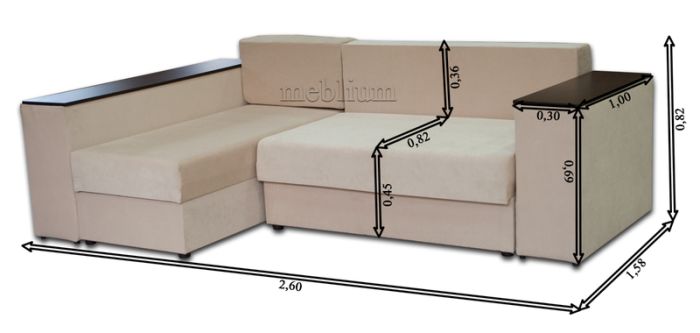 Уголовой диван Meblium 6-42 Лючия 090