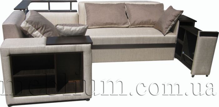 ПРОДАНО (можно под заказ) Угловой диван Meblium 128-10 "7" с баром лугано браун