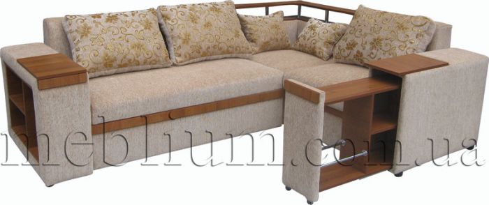 ПРОДАНО (можно под заказ) Угловой диван Meblium 128-10 "7" с баром лугано браун