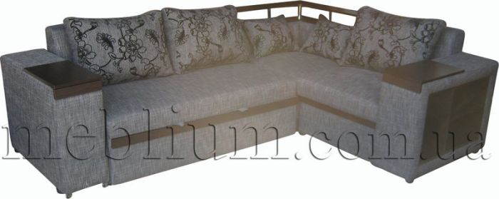 ПРОДАНО (можно под заказ) Угловой диван Meblium 128-10 "7" с баром лугано браун