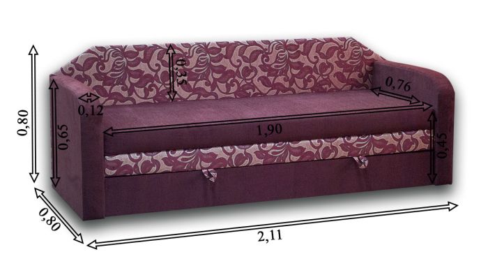 Диван Консул-45 Канада Бордо 06а + Канада Бордо 06д