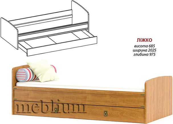 Кровать Валенсия-71 (с ламелями). Цвет дуб-самоа.