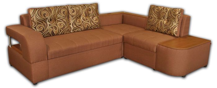 Угловой диван Лас-Вегас-89 Тетра браун + Сатен 195 дсп орех лесной