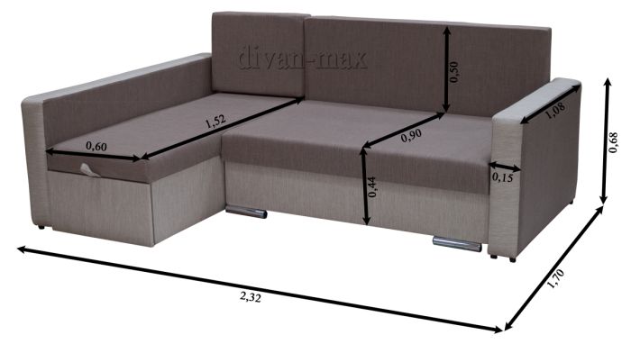 Угловой диван Марта 160-7 Танго браун + Лючия 624