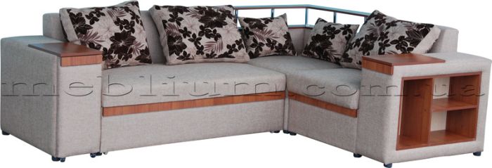 ПРОДАНО (можно под заказ) Угловой диван Meblium 128-10 "7" с баром лугано браун