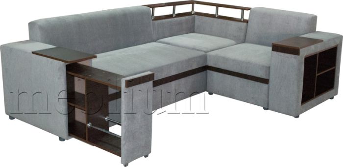 Угловой диван Meblium 128-10 с баром Лугано браун + Аризона