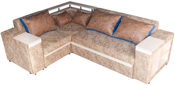 ПРОДАНО (можно под заказ) Угловой диван Meblium 128-10 "7" с баром лугано браун